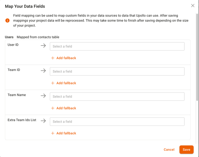 Screenshot of field mappings dialog